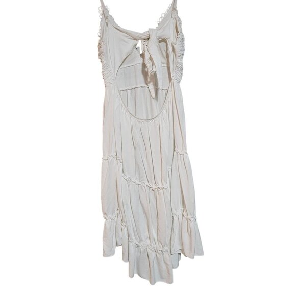 White Crochet Lace Tiered Dress With Open Back & Adjustable Straps - Picture 2 of 13